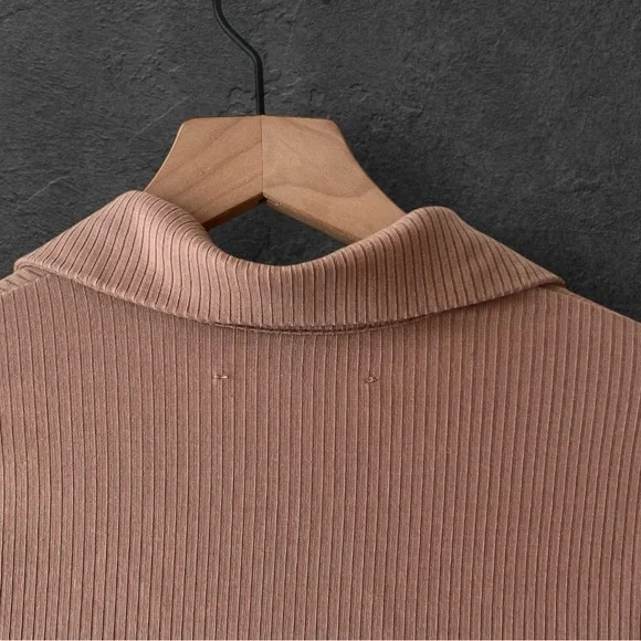 Reformation Jeans Tan Long Sleeve Dress Ribbed Amy Knit Dress Size XS - Picture 10 of 12